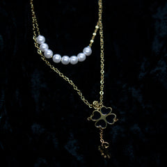 Alkyara Lucky Clover Pearl Necklace
