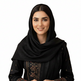 Floral Wash & Wear Hijab - Black